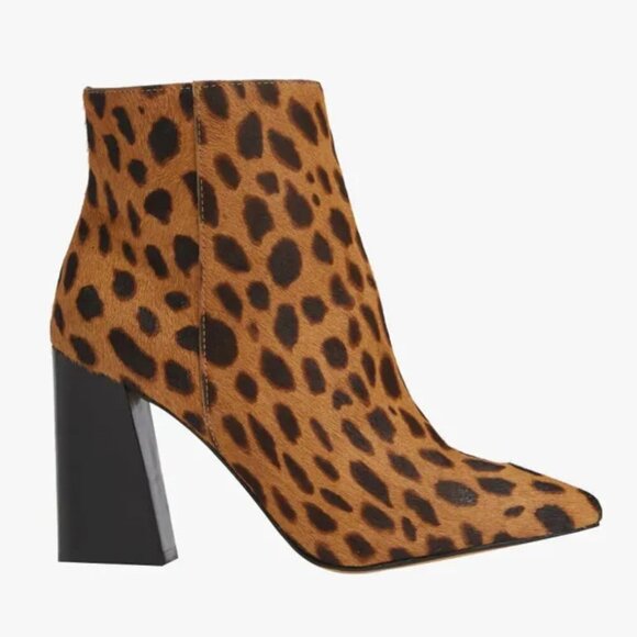 Vince Camuto Thelmin Leopard Print Calf-Hair Booties - Picture 2 of 12